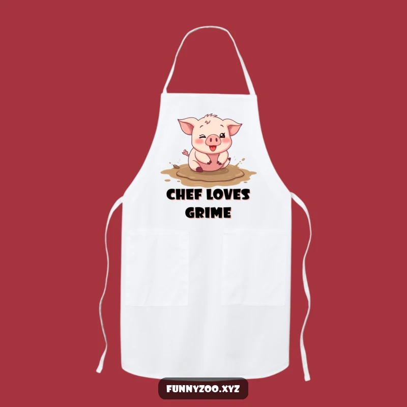 Funny Piglet Mud Apron, Silly Chef Wear, Kitchen Funny Gift