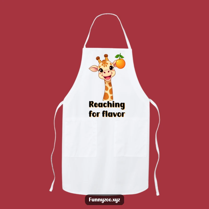 Funny Cheerful Giraffe Apron: Reach for Deliciousness with a Grinning Fruit Fan