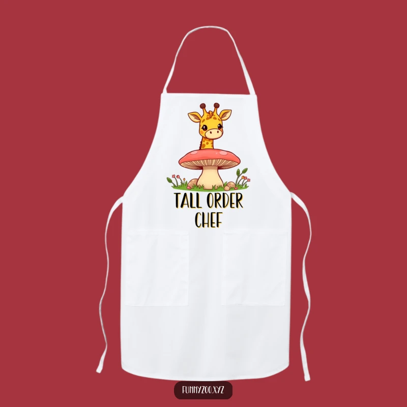 Funny Giraffe Mushroom Peek Apron: Kitchen Whimsy for Cheerful Cooks