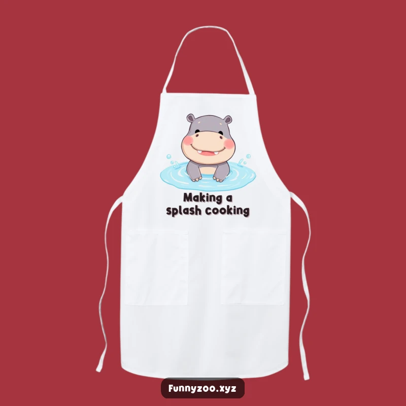 Funny Hippo Beach Day Apron - Cheerful Animal Kitchen Apron Gift