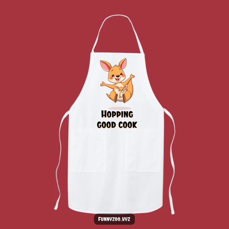 Funny Kangaroo Bounce Apron: Cheerful Mom & Joey Kitchen Wear, Humorous Chef Gift