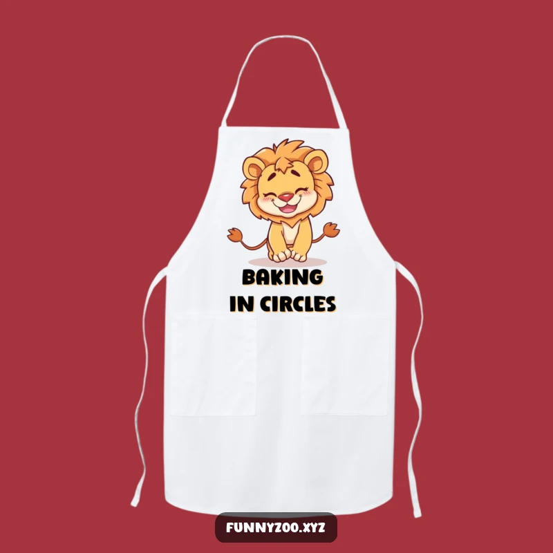 Funny Lion Apron: Goofy Chef Lion Chasing Tail - Hilarious Kitchen Gift!