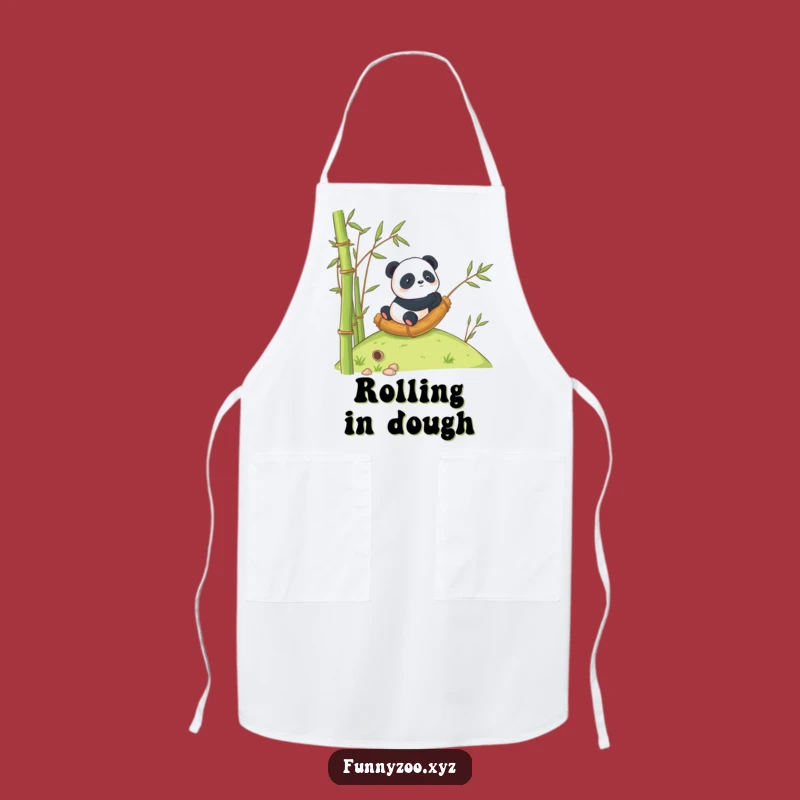 Funny Panda Bamboo Apron: Cook Up Some Rolling Fun!