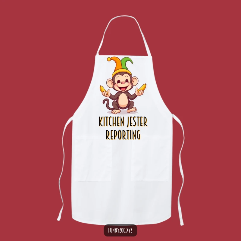Funny Monkey Jester Apron A Silly Banana Juggling Kitchen Accessory