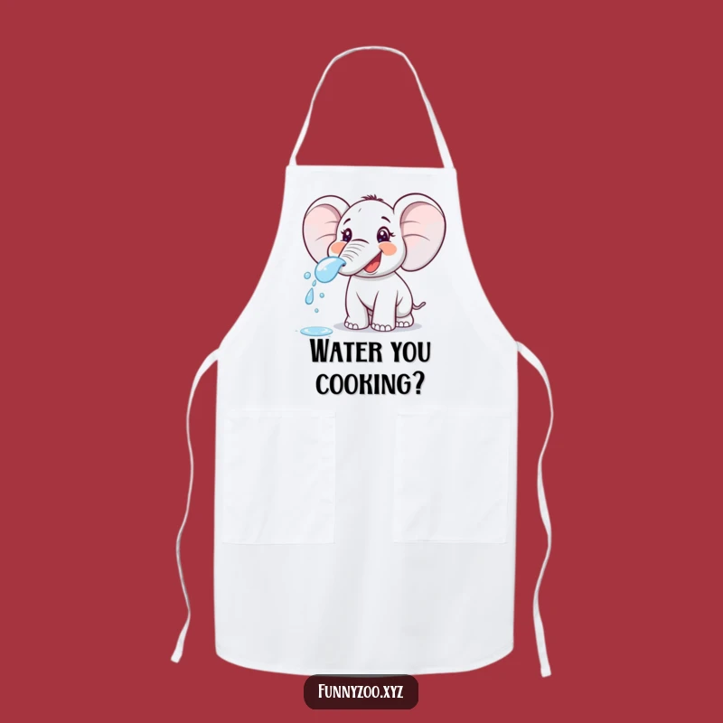 Funny Elephant Spraying Apron - Kitchen Cartoon Fun, Chef's Gift