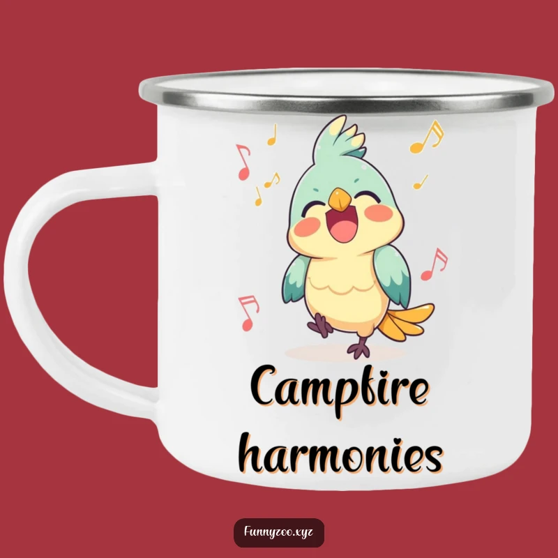 Funny Parrot Music Camping Mug: Your Joyful Adventure Melody!