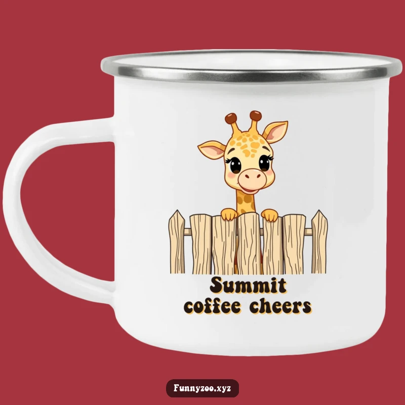 Funny Giraffe Fence Camping Mug: High-Spirited Outdoor Amusement!