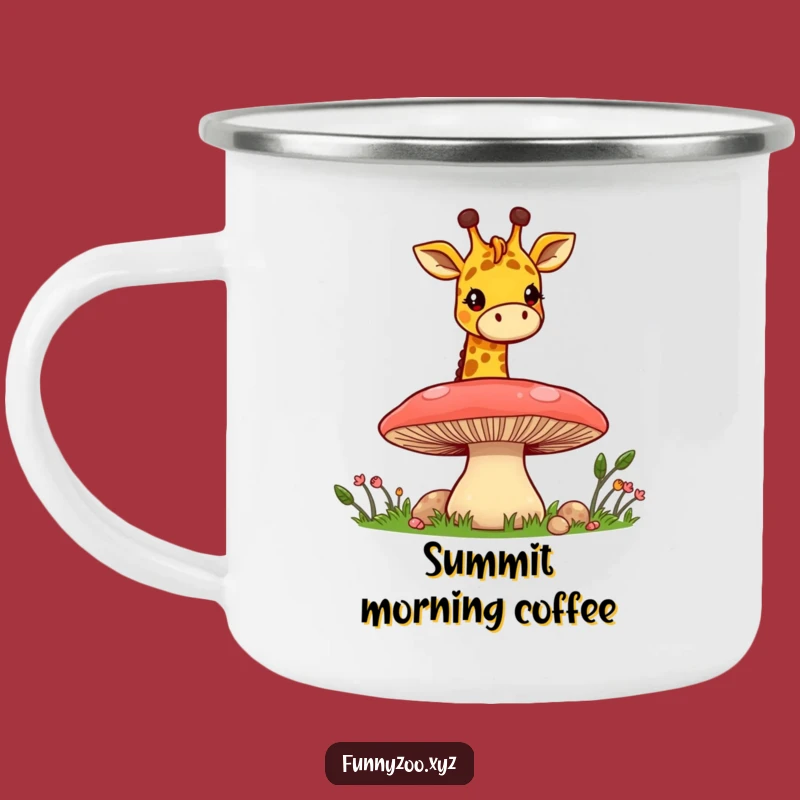 Funny Giraffe Mushroom Peek Camping Mug: Outdoor Whimsy for Gifts