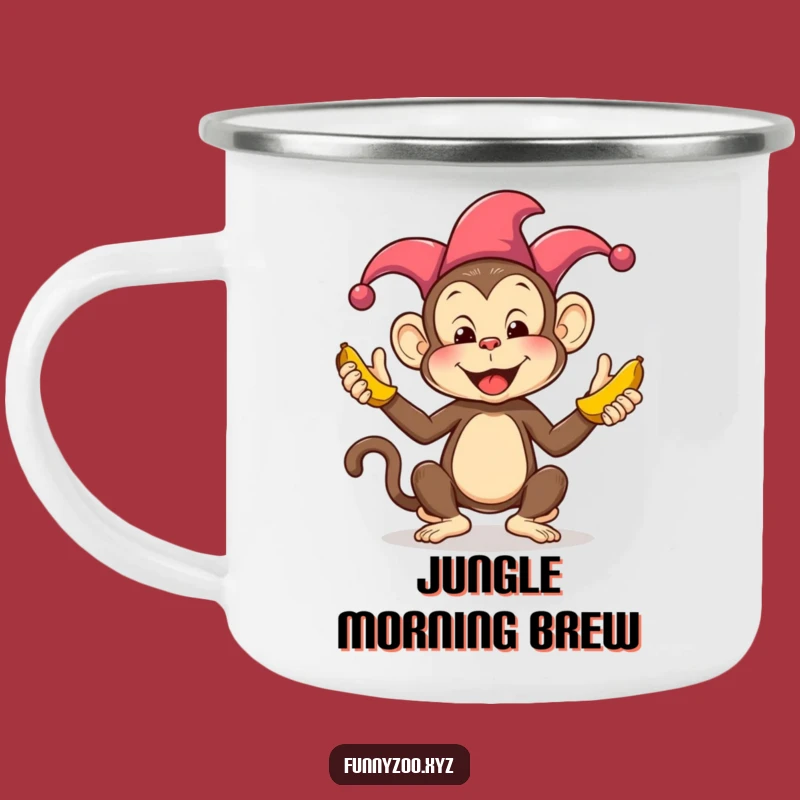 Funny Monkey Juggling Bananas Camping Mug: Outdoor Jokes for Humorous Gifts