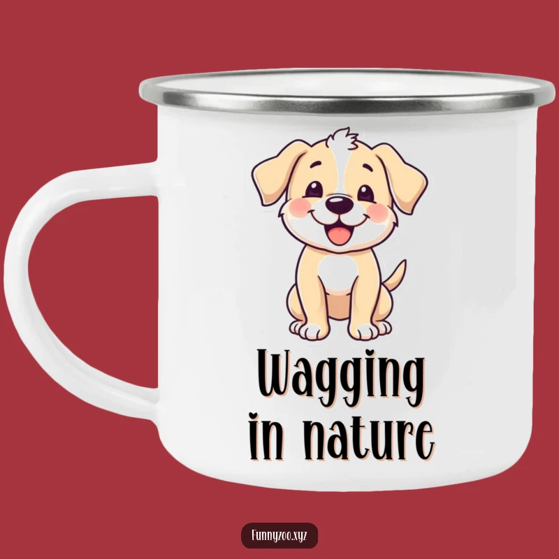 Funny Puppy Wagging Camping Mug, Durable Happy Outdoor Cup, Great Funny Gift