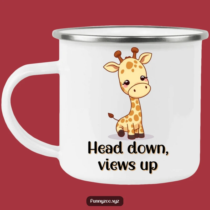 Funny Giraffe Greeting Camping Mug, Durable Playful Outdoor Cup, Great Funny Gift