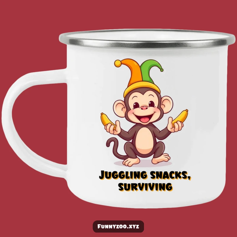Funny Monkey Jester Camping Mug A Banana Juggling Enamel Mug