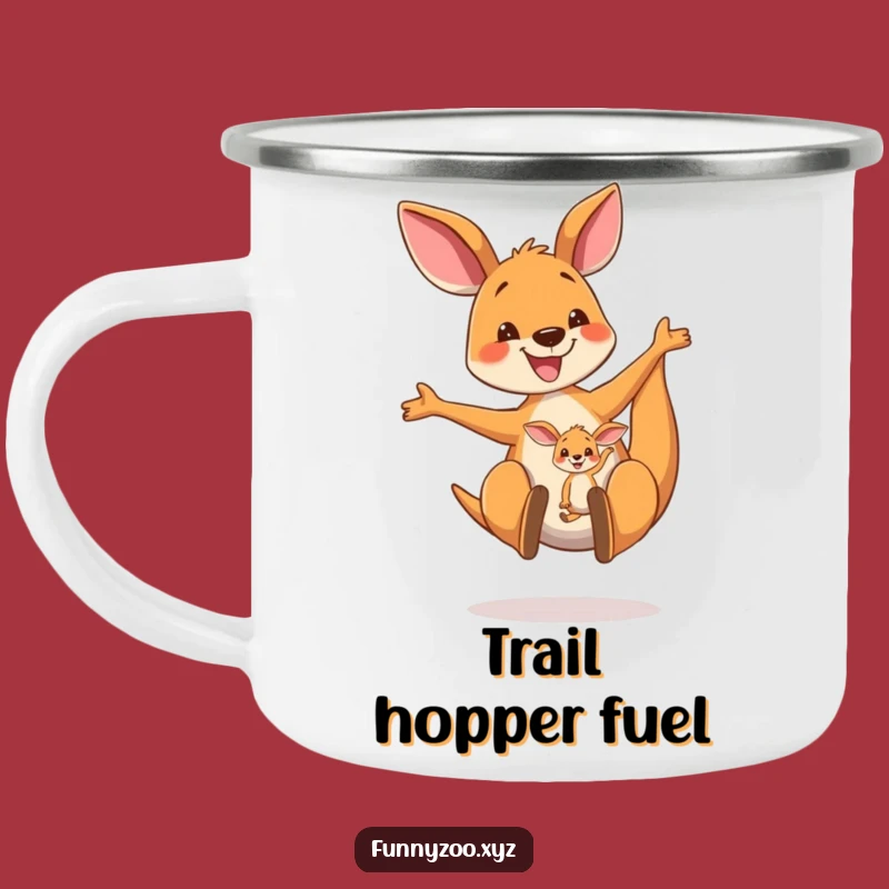 Funny Kangaroo Bounce Camping Mug: Adventure Mom & Joey Cup, Humorous Outdoor Gift