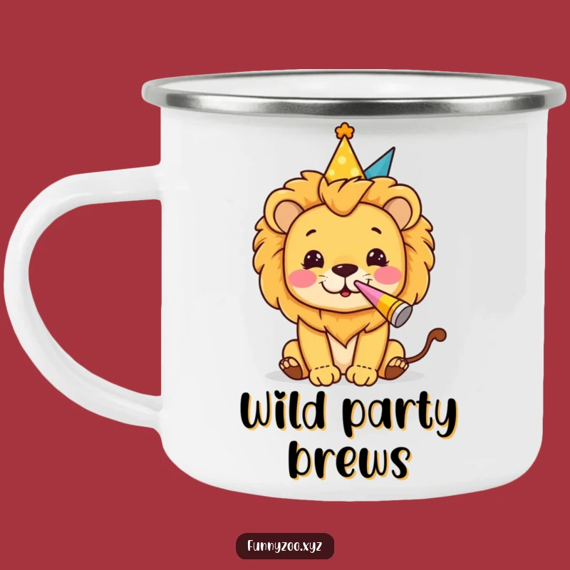 Funny Lion Party Camping Mug: Trail Celebrations & Roaring Fun, Hilarious Gift!