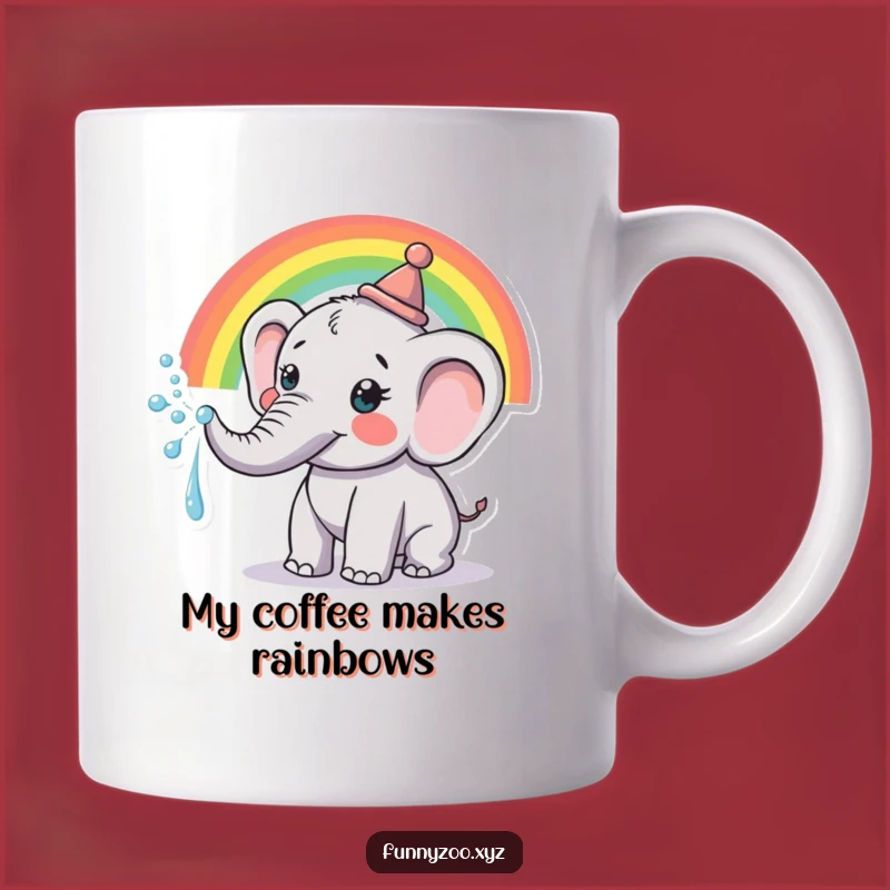 Funny Elephant Hat Mug: Rainbow Sprinkler Trunk - Cheerful Funny Gift!