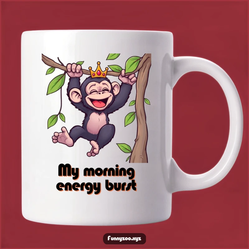Funny Giggling Chimp Crown Mug: Hilarious Primate Gift for Animal Lovers
