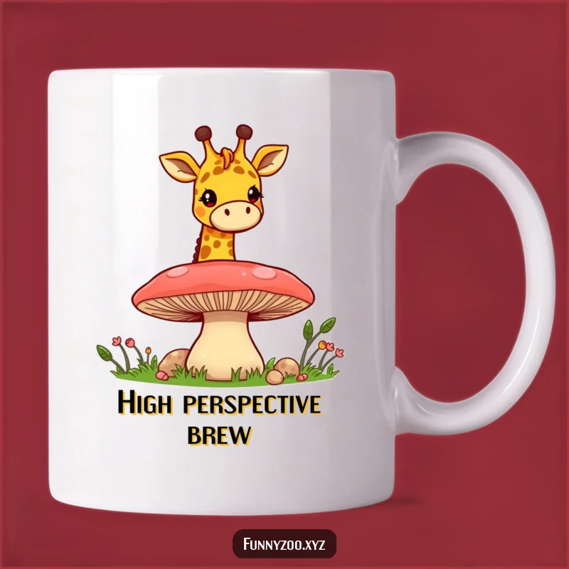 Funny Giraffe Mushroom Peek Mug: Cheerful Character Gift for Joyful Mornings