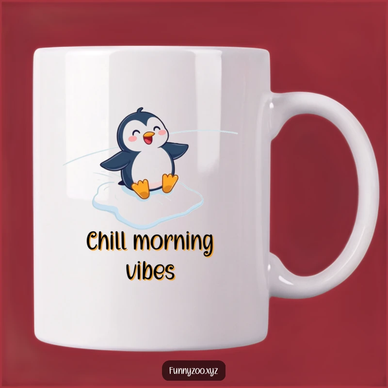 Funny Penguin Sliding Mug - Cheerful Cartoon Character Gift for Winter Fun