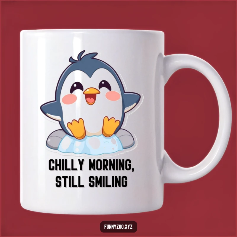 Funny Penguin Waterfall Mug A Surprised Sliding Bird Gift Idea