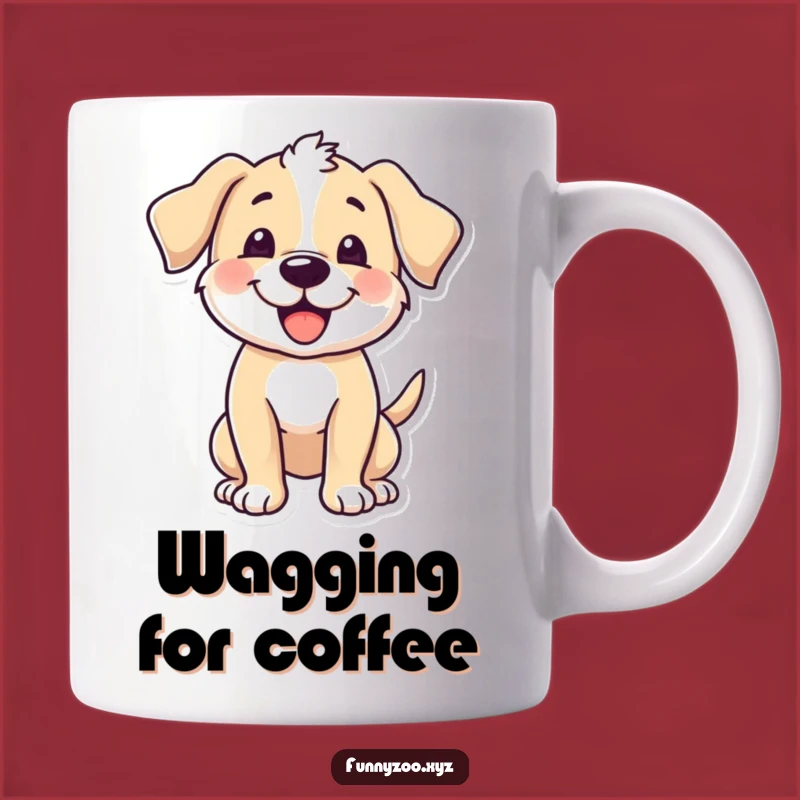 Funny Puppy Wagging Mug, Happy Dog Lover Gift, Perfect Cheerful Coffee Cup