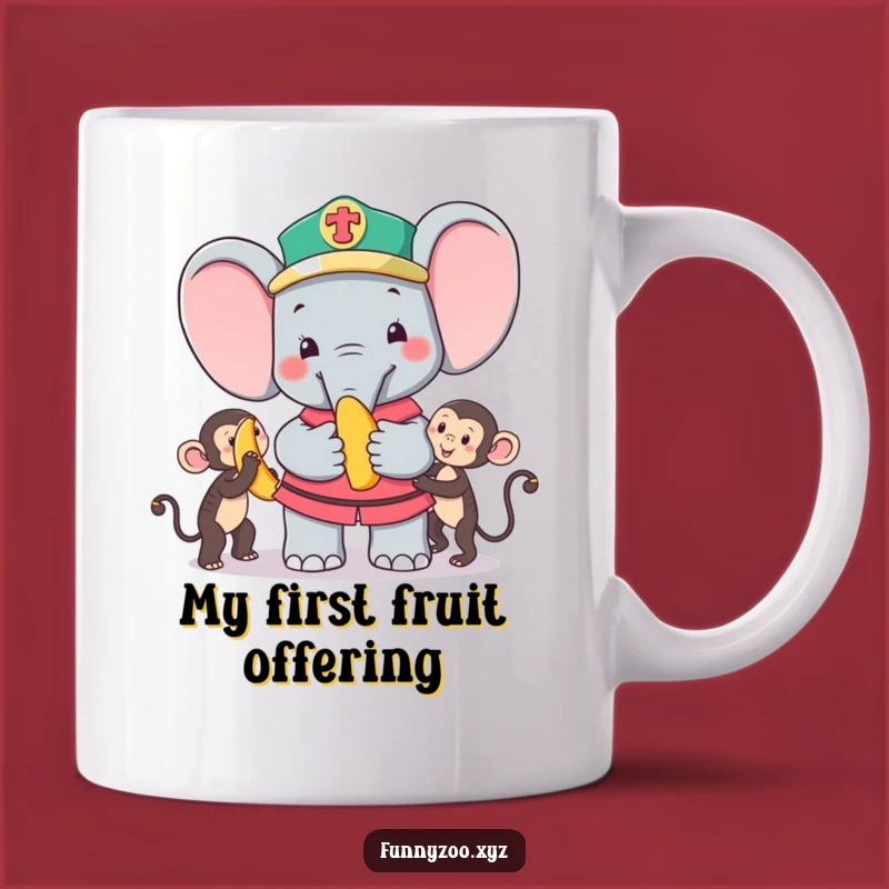 Funny Elephant Zookeeper Mug: Adorable Animal Gift for Monkey Lovers!