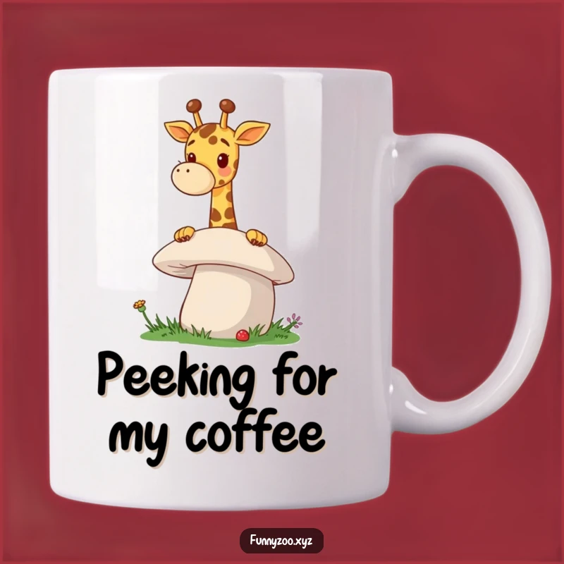 Funny Giraffe Mushroom Mug A Cheerful Peeking Character Gift Idea