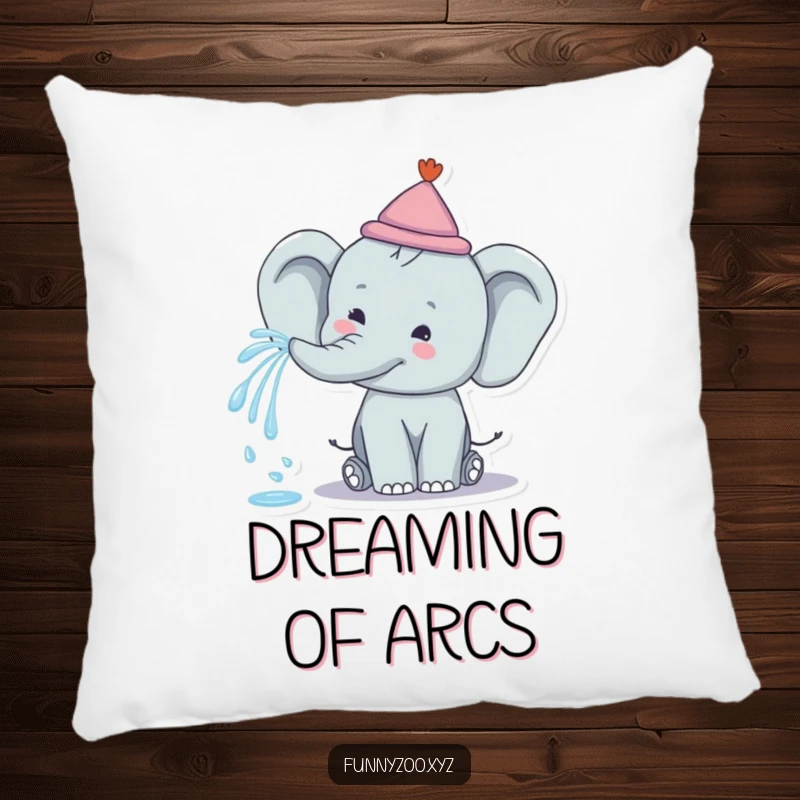 Funny Elephant Rainbow Spray Pillow: A soft pillow featuring a happy elephant spraying a rainbow from its trunk, perfect for colorful decor.