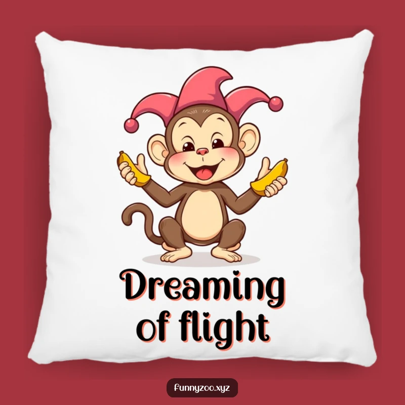 Funny Monkey Juggling Bananas Pillow: Cozy Jester Accent for Humorous Gifts