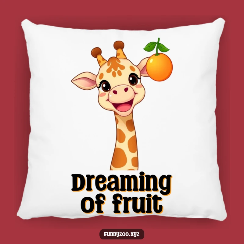 Funny Cheerful Giraffe Pillow: Cozy Comfort with a Grinning Fruit-Snatcher