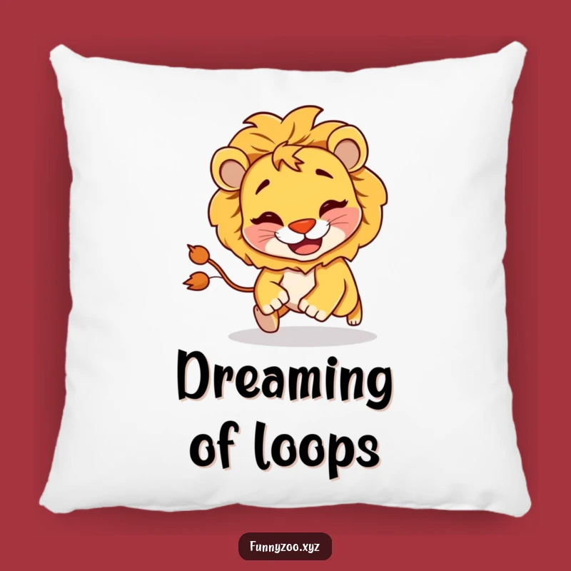 Funny Lion Chasing Tail Pillow: Cozy Goofy Decor, Great Gift