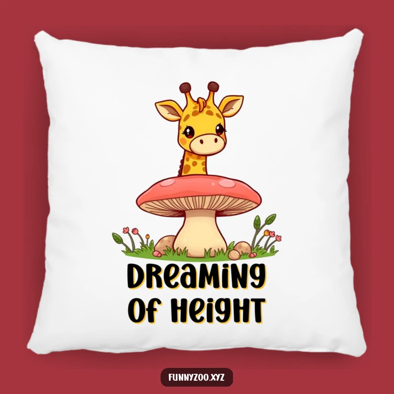 Funny Giraffe Mushroom Peek Pillow: Cozy Whimsical Decor, Great Gift