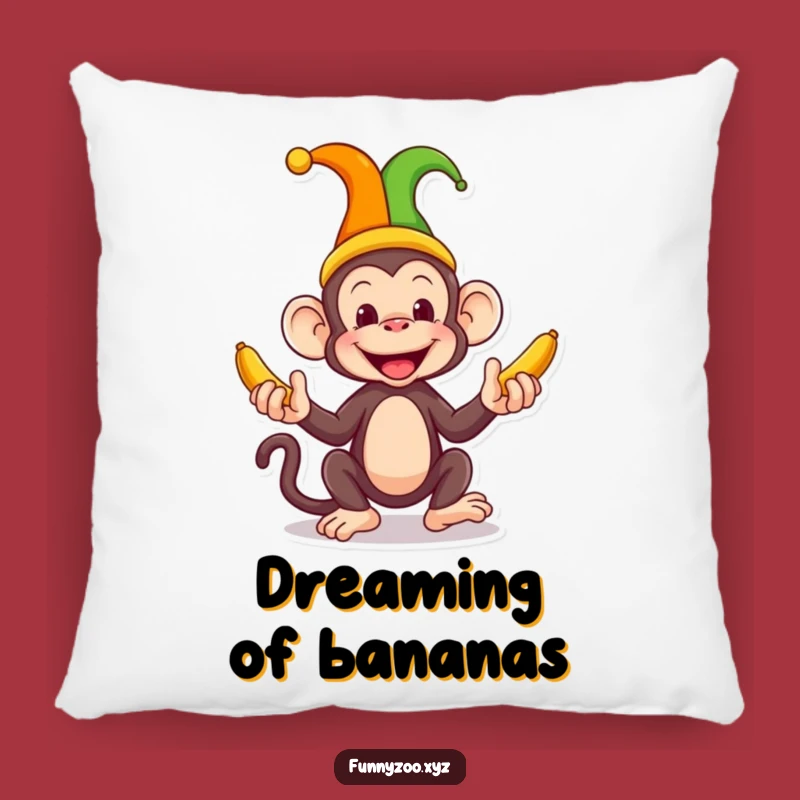 Funny Monkey Jester Pillow A Banana Juggling Accent Pillow