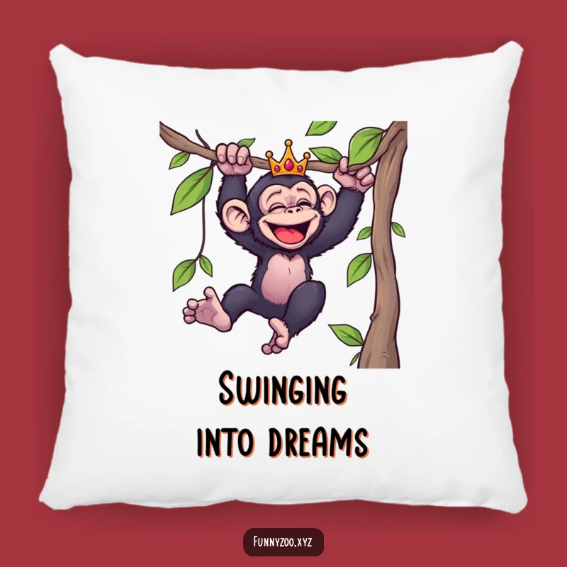 Funny Giggling Chimp Pillow: Cozy Comfort with a Hilarious Crowned Swinging Primate