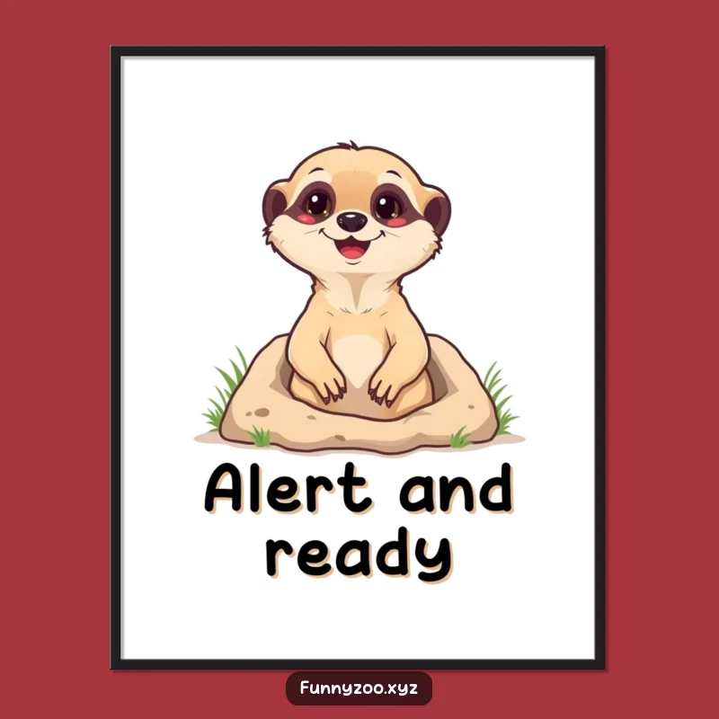 Funny Meerkat Burrow Digital Art: Joyful Character Print for Instant Decor Gift