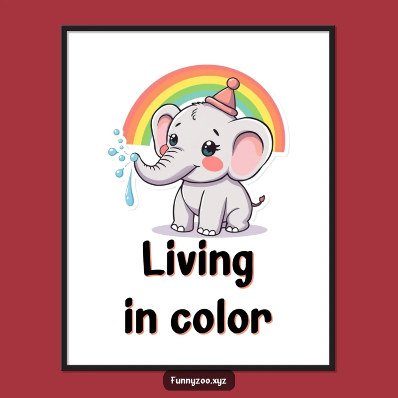 Funny Elephant Digital Art: Rainbow Trunk - Instant Cheerful Decor Gift!