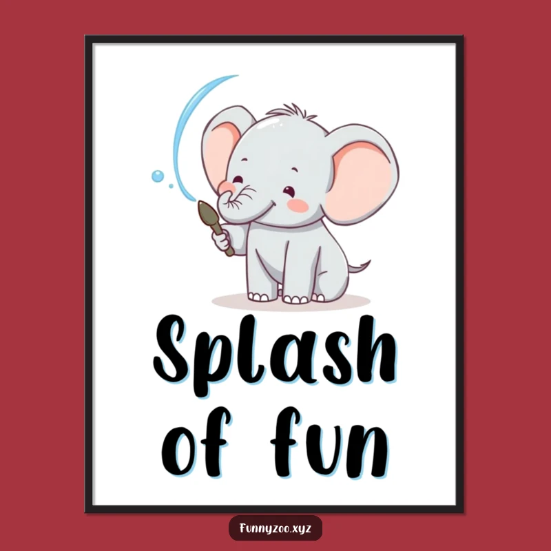 Funny Elephant Water Spray Digital Art: Instant Joyful Decor & Hilarious Gift