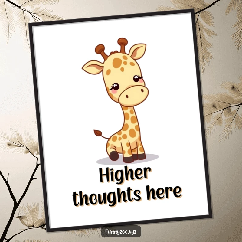 Funny giraffe digital art print, character lowering head to greet, printable wall decor, playful and cheerful, instant funny gift.