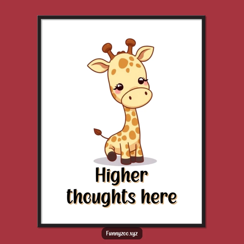 Funny Giraffe Greeting Digital Art, Playful Animal Printable, Instant Funny Gift Download