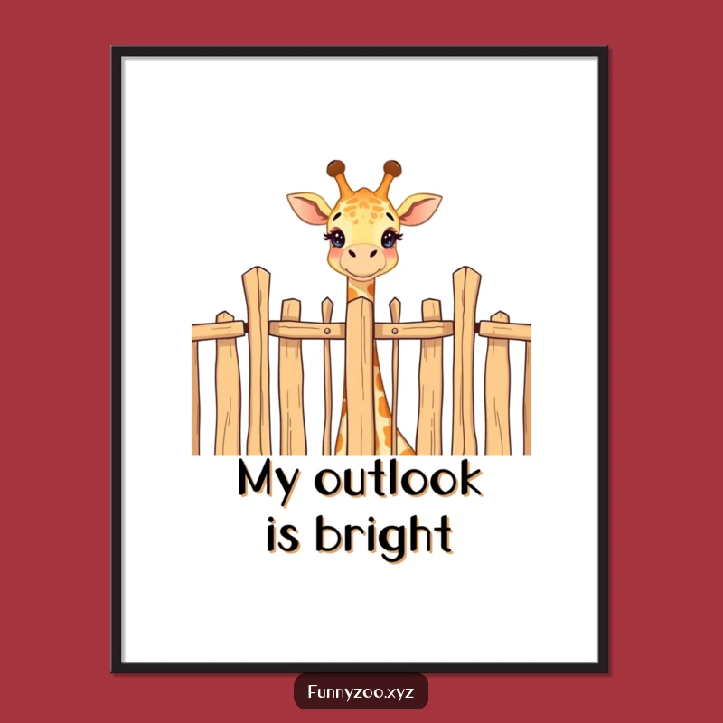 Funny Giraffe Over Fence Digital Art - Joyful Animal Print for Wall Decor