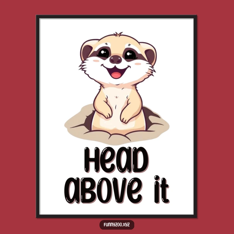 Funny Meerkat Digital Art Print: Cheerful Peeking Meerkat for Walls!