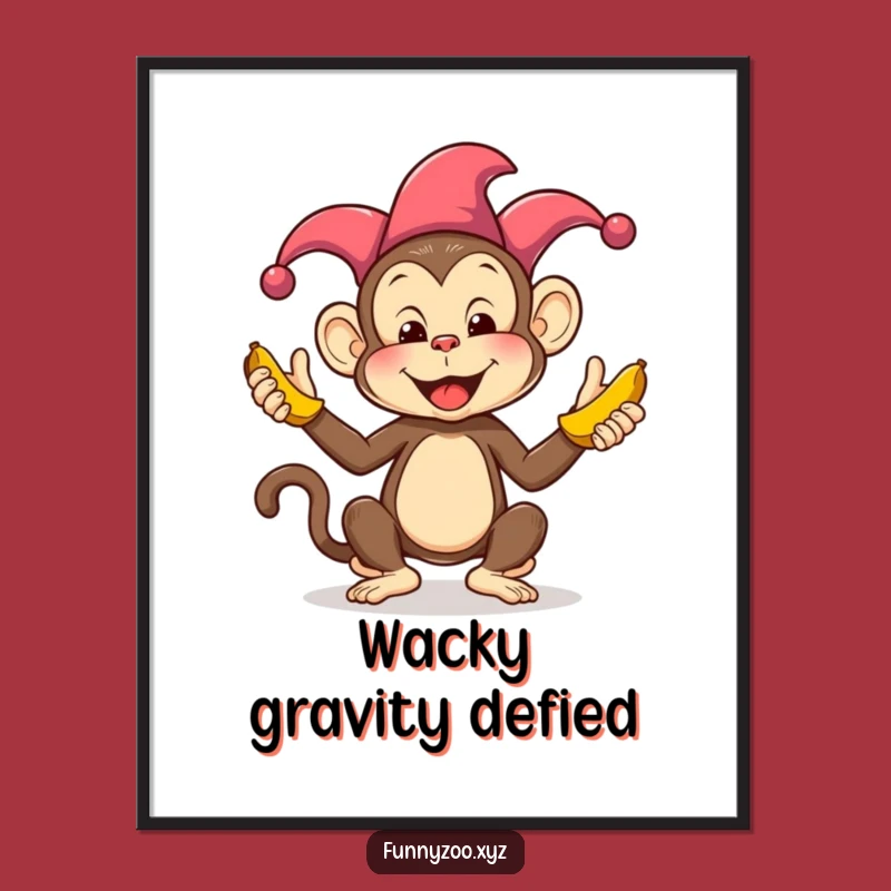 Funny Monkey Juggling Bananas Digital Art: Jester Character Decor