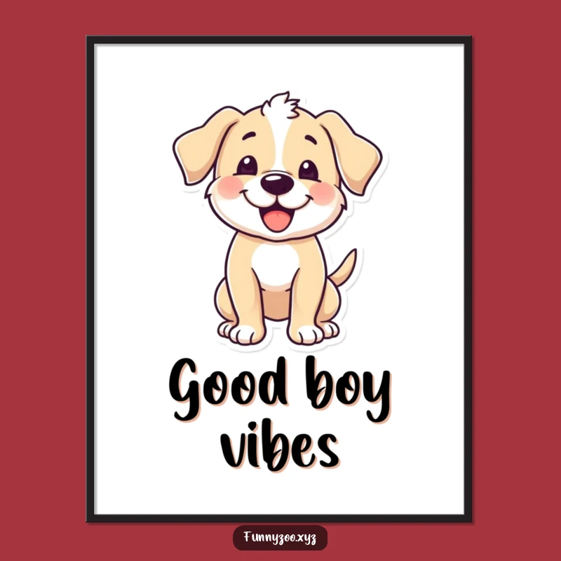 Funny Puppy Wagging Digital Art, Happy Printable, Instant Funny Gift Download