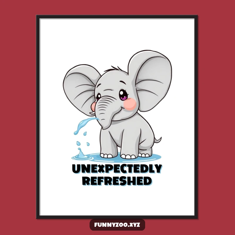 Funny Surprised Elephant Digital Art: Printable Pachyderm Fun with Big Ears