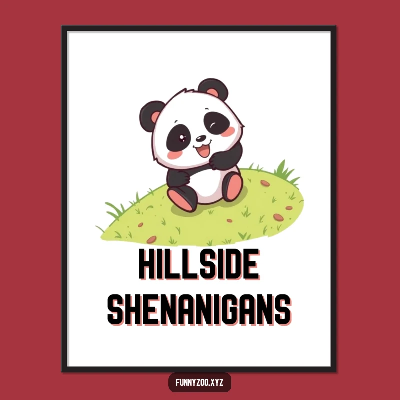Funny Panda Digital Art Print: Hilarious Rolling Panda for Your Wall!