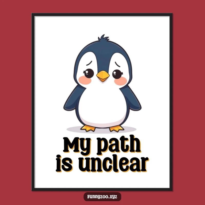 Funny Penguin Waddling Digital Art - Silly Bird Print for Wall Decor
