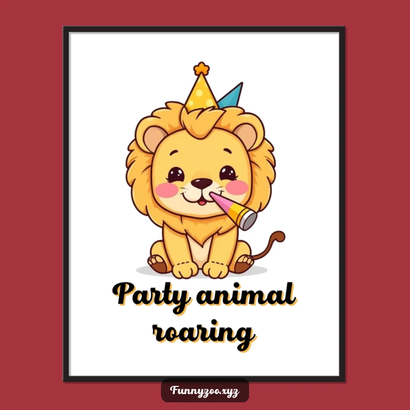 Funny Lion Party Digital Art: Instant Celebration, The Ultimate Humorous Decor!