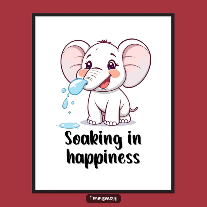 Funny Elephant Spraying Digital Art - Instant Joyful Splash, Wall Decor Gift