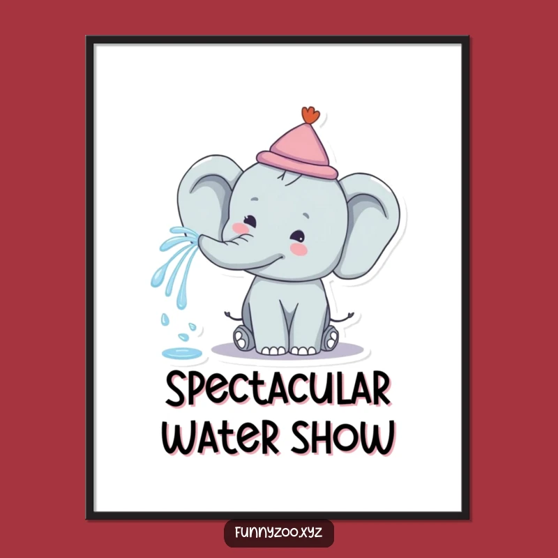 Funny Elephant Rainbow Spray Digital Art: Happy Character Decor
