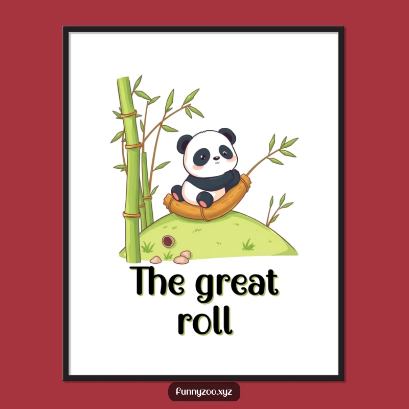 Funny Panda Bamboo Digital Art: Instant Rolling Fun for Your Walls!
