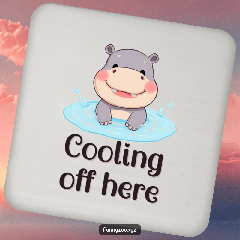 Funny Hippo Coasters: A smiling hippo splashes in a tiny pool, adding a funny and cheerful design to these protective coasters.